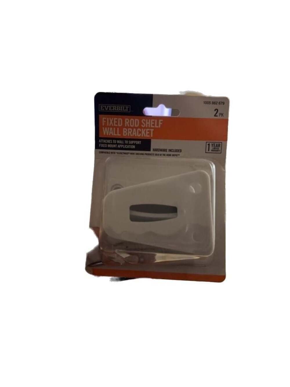 2-Pk) Everbilt Fixed Rod Shelf Wall Bracket 1005862679 -